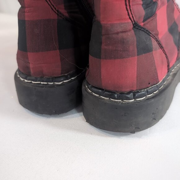 T.U.K. 2013 Anarchic Boots Plaid Red Black Lace Up Women's 9 T2192 7 Eye Punk - Picture 11 of 16